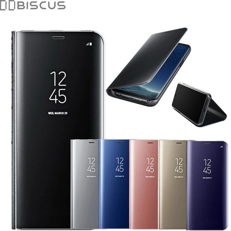 Умный чехол книжка зеркальный для Samsung Galaxy A7 A6 A8 A9 2018 A10 A20 A30 A40 A50 A70 S8 S9 S10 Plus J2 Core A5 2017