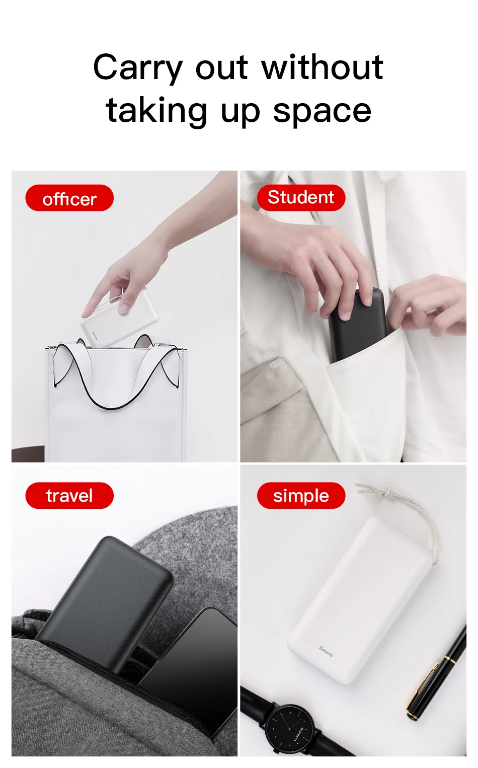 Baseus 20000 мАч mi ni power Bank для iPhone 11 Pro Max Xiao mi 20000 мАч USB C PD power bank портативное Внешнее зарядное устройство