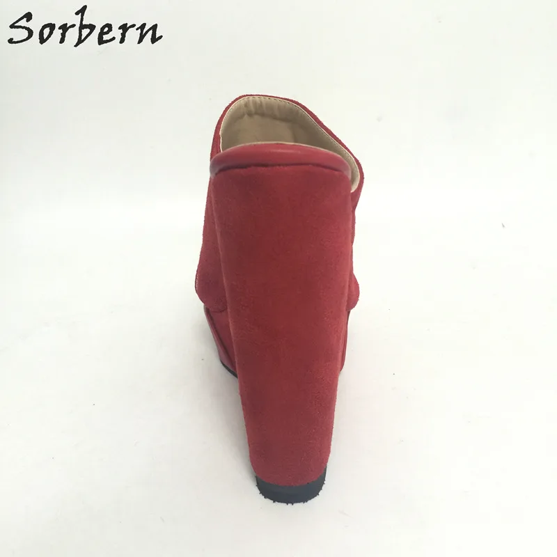 Sorbern/красные летние женские Босоножки с открытым носком; шлепанцы на танкетке; сверхвысокий каблук; на платформе; на молнии; открытые шлепанцы; женская повседневная обувь
