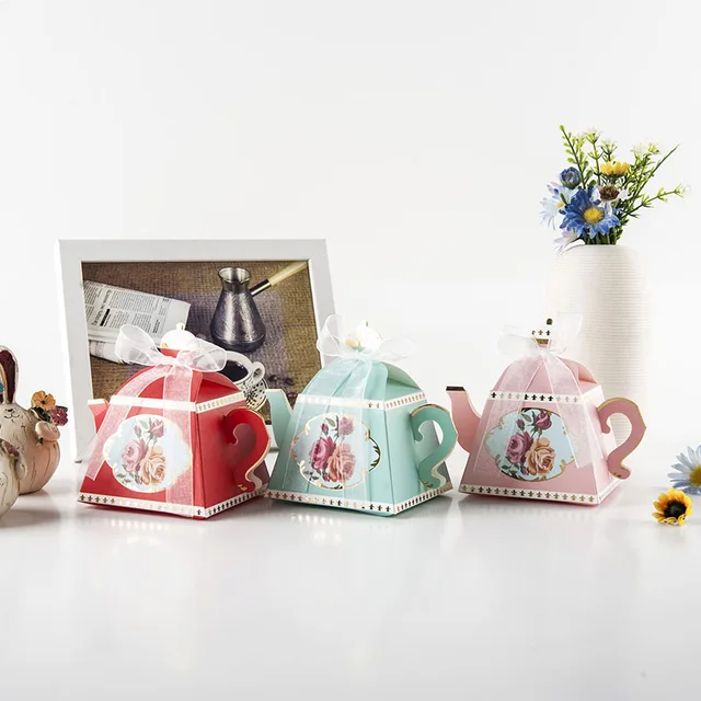 10/20/50pcs European Style Teapot Paper Gift Candy Box Wedding Party Decor Favor