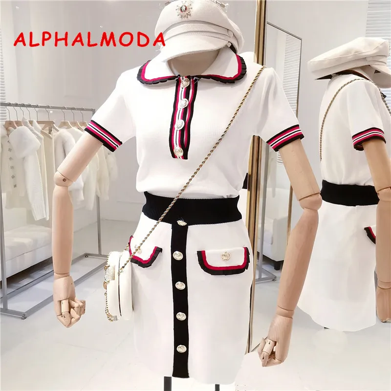 ALPHALMODA Однорядный Топ на пуговицах с коротким рукавом и цветным отложным