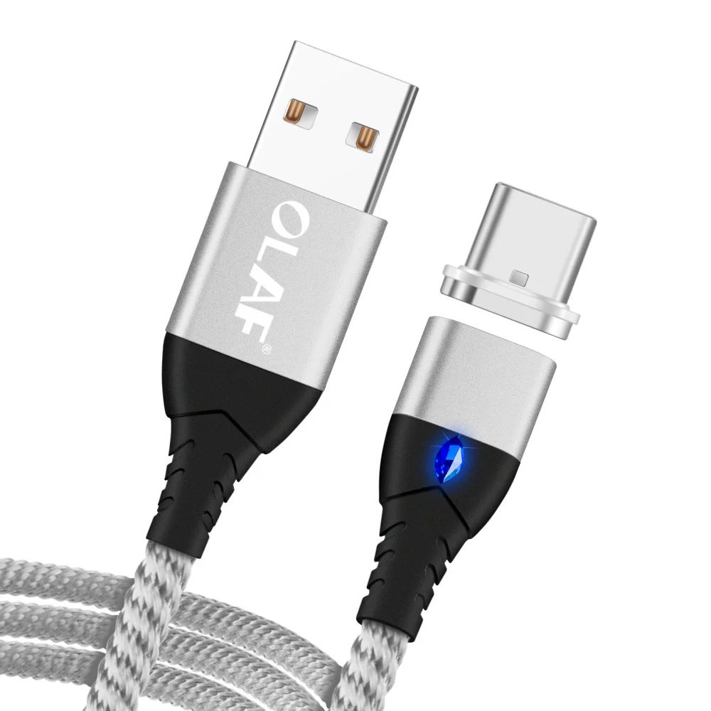 OLAF 3A светодиодный магнитный кабель usb type C для samsung Galaxy S9 S8 A5 кабель передачи данных для быстрой зарядки для huawei P20 Pro Xiaomi Mi8