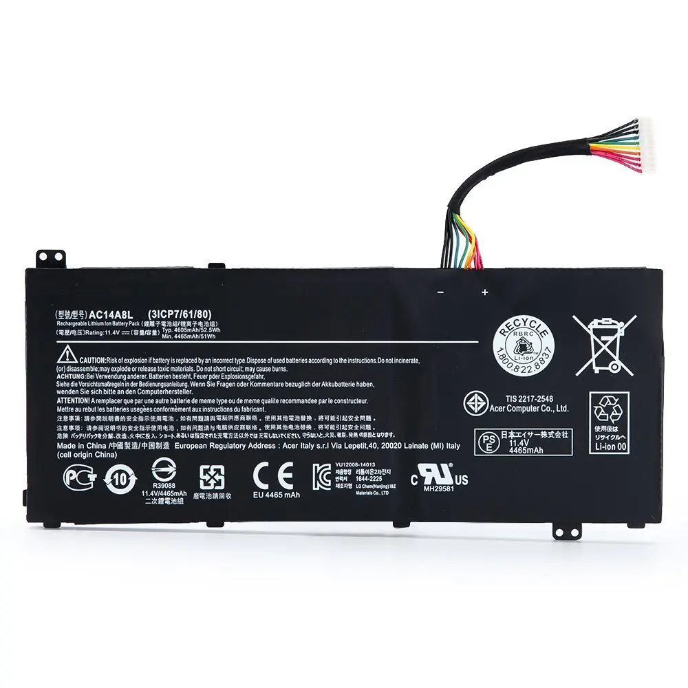 11 4 V 4605 мА/ч подлинный новый AC14A8L Батарея для Acer Aspire VN7 571 571G 591 591G 791G KT.0030G.001