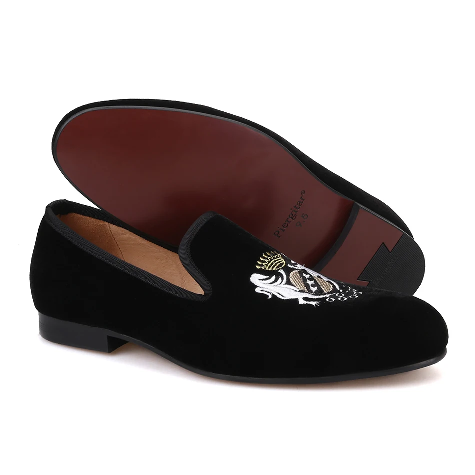 Piergitar 2018 Four colors Fashionable embroidery Men Velvet Shoes Plus Size men Loafers wedding and party male casual shoes | Обувь