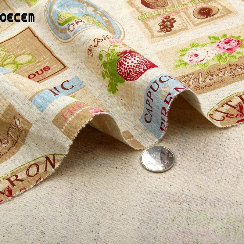 Печатные натурального хлопка Лен Ткань лоскутное белье tissus для дивана Скатерти