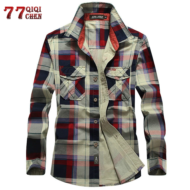 Тактика мужская рубашка в клетку 100% хлопок сезон весна лето осень Джинсовый