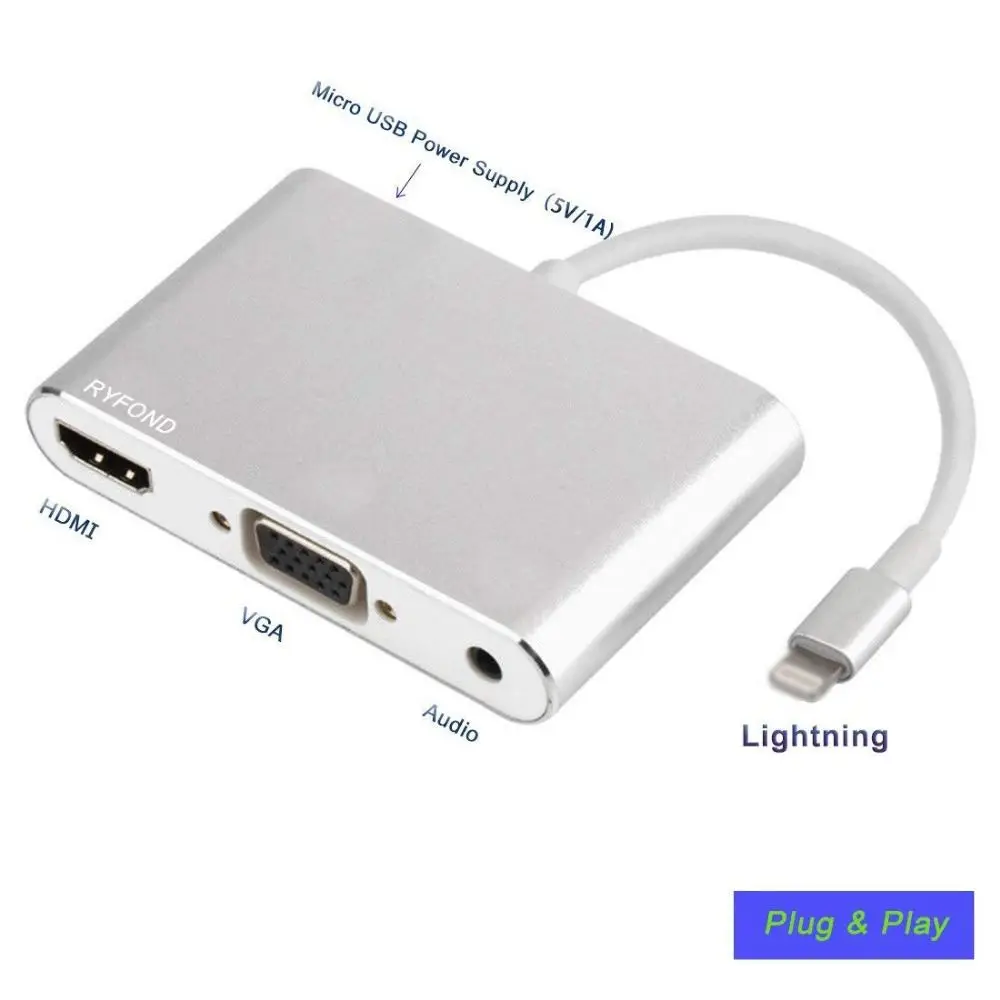 Высококачественный кабель HDTV OTG для Lightning/HDMI/VGA/AV аудио/Vidio адаптер IPhone X/8/7/6Plus IPad