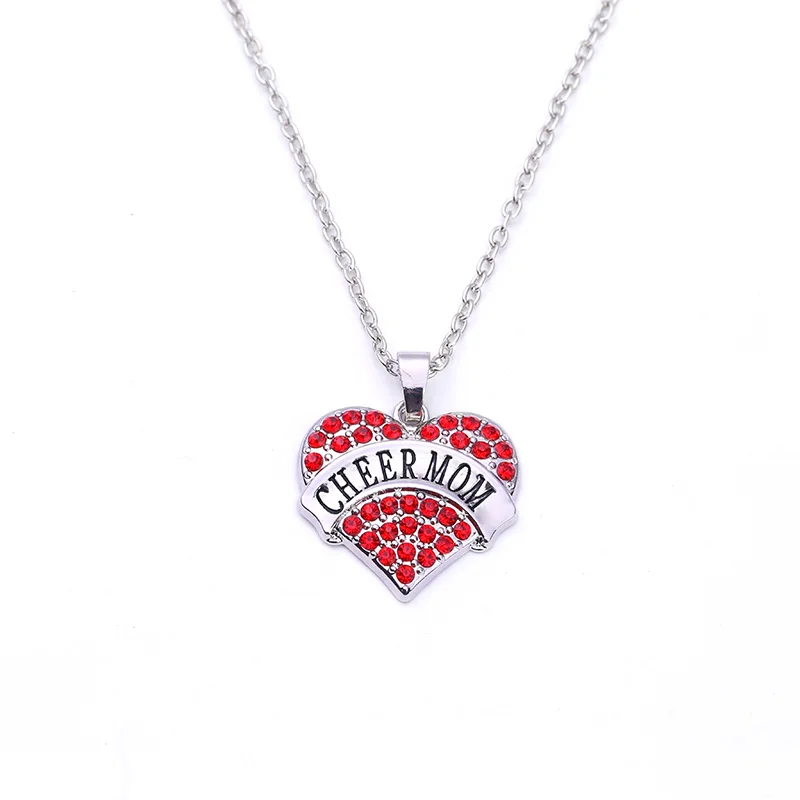 Ожерелье с сердцем Cheer Mom прозрачные кристаллы|rhinestone clips for hair|necklace catnecklace 18k |