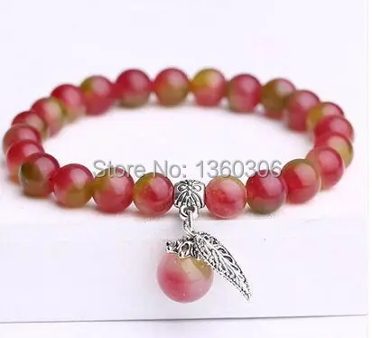 8 мм бусины арбузный нефритовый Агат браслет с кристаллами Ms популярный