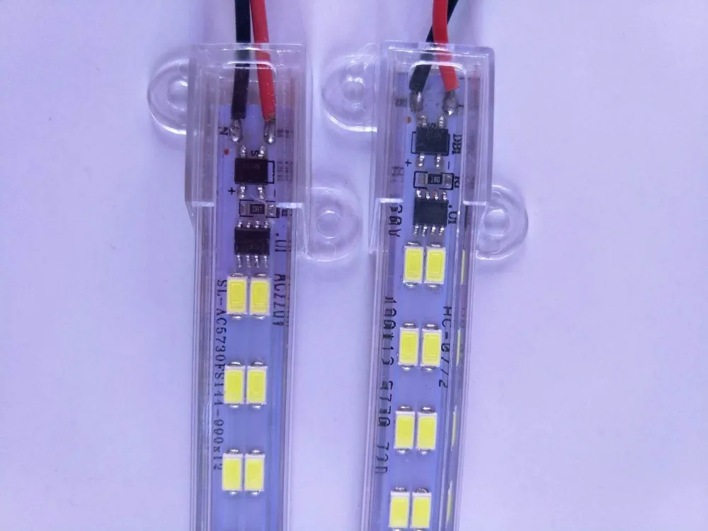 Диммируемая яркая светодиодсветильник панель 220 В переменного тока 5630SMD, 50 см, 36/72 светодиода s, 7 Вт, холодный и теплый белый свет, Жесткая светодиодная полоса для шкафа, жестсветильник + крышка