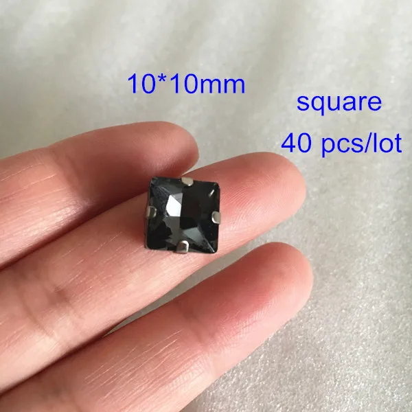 10mm square Различные формы кристалла серого стекла шить на бусинке, граненые плоские задние бусины для украшения одежды, швейные изделия - Цвет: 10mm square