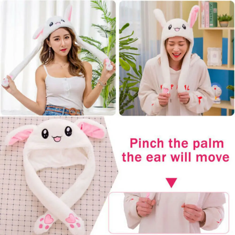 Модная плюшевая шапка с заячьими ушками подвижными для милых детей подарок