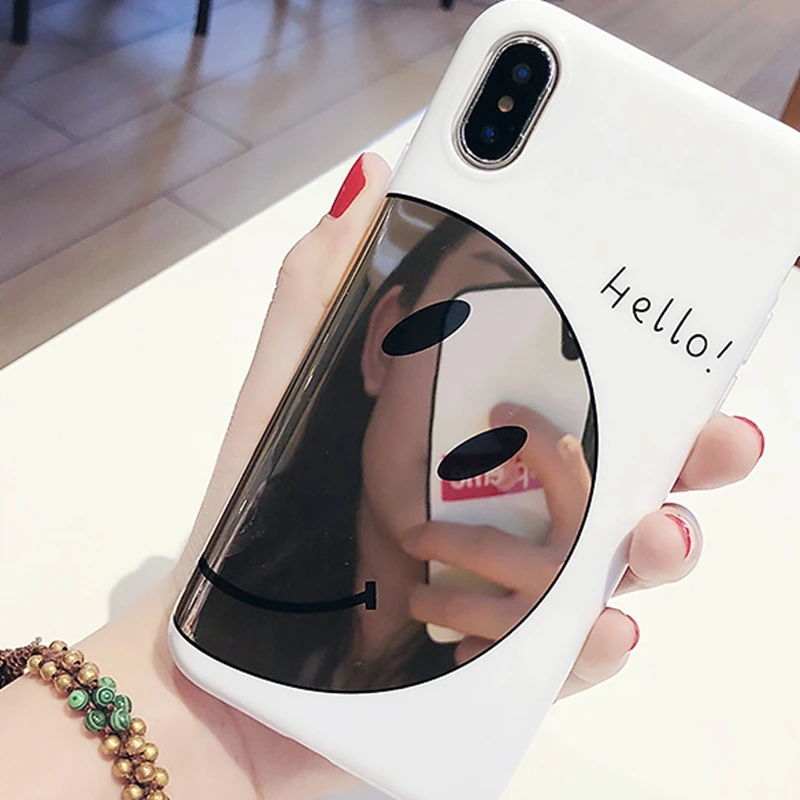 Корейский стиль ins популярные зеркало смайлик для iPhoneX мобильного телефона
