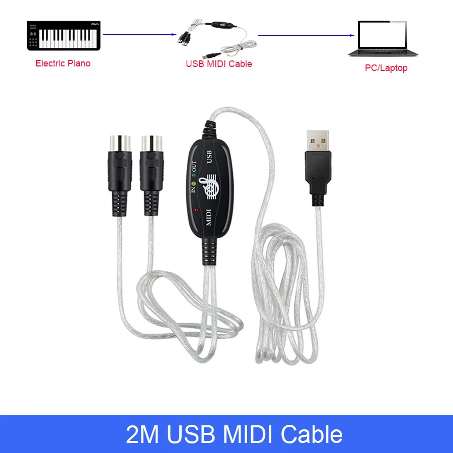 2 м USB MIDI кабель IN OUT для телефона со шнуром музыкальной клавиатуры|audio converter|audio
