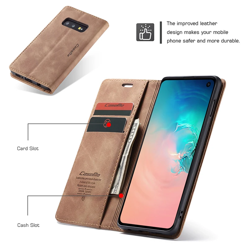 Роскошный Магнитный кожаный чехол для телефона, сумки для samsung S8 S9 S10 Note10 Plus 5G, винтажный флип-чехол для телефона Galaxy A30 A40 A50 A70