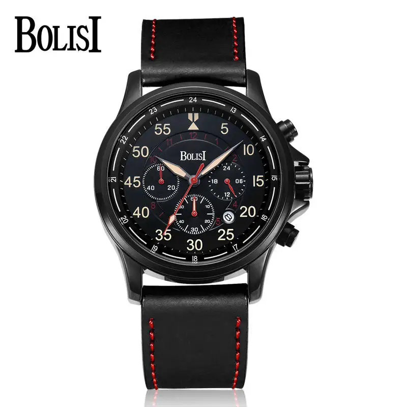 Bolisi Для мужчин хронограф Армия Спорт кварцевые наручные Часы модные Военное Дело