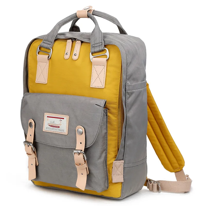 Yellow Gray Новые модные женские холщовые рюкзаки ярких цветов, школьные сумки для девочек и мальчиков, повседневные дорожные сумки, рюкзак для ноутбука Mochila S062 - Цвет: Yellow Gray