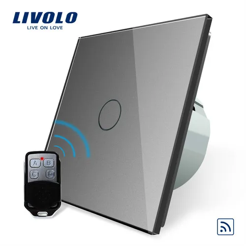 Grey Livolo ЕС стандартный пульт дистанционного управления, AC 220~ 250 В настенный светильник, дистанционный сенсорный выключатель с мини-пультом дистанционного управления C701R-11-RT12, без логотипа - Цвет: Grey