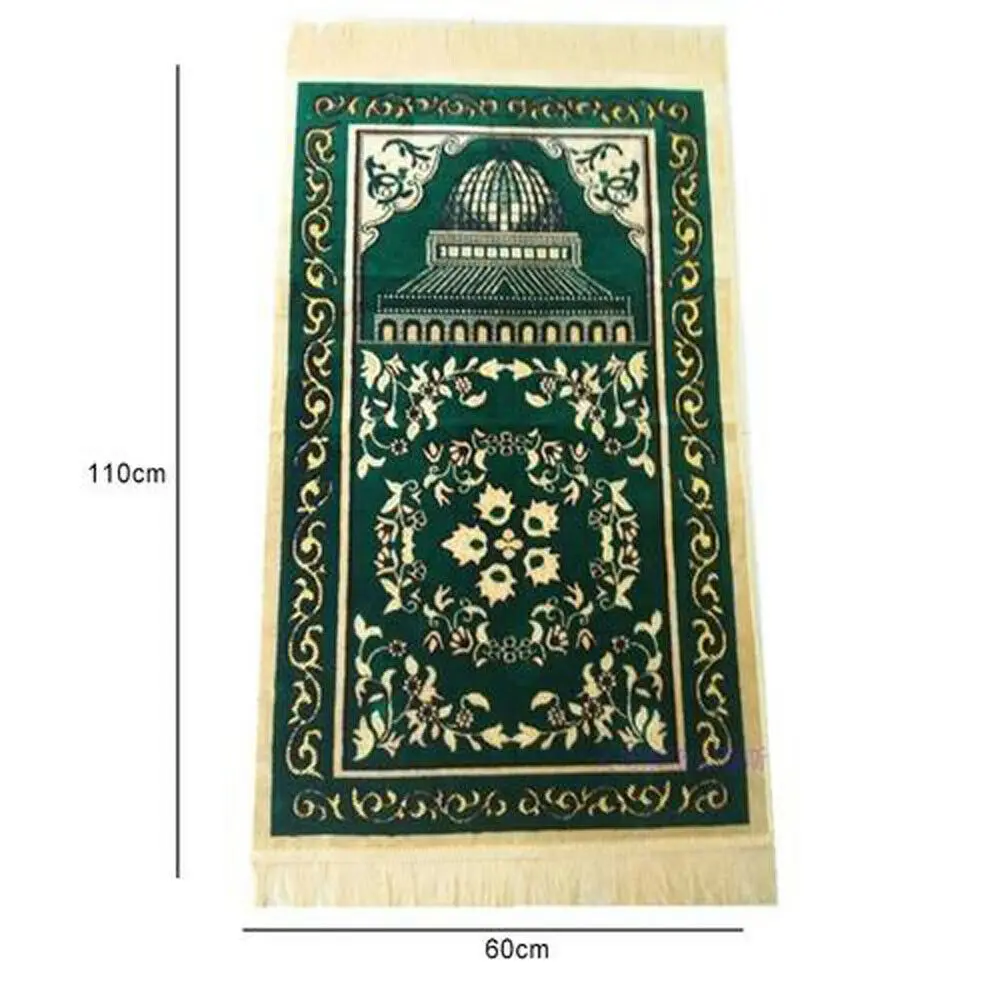 Мусульманский Молитвенный Ковер бархатный тканый мусульманский коврик для молитвы Противоскользящий муслановый молитвенный коврик одеяло молитвенный коврик, Текстиль для дома - Цвет: Зеленый