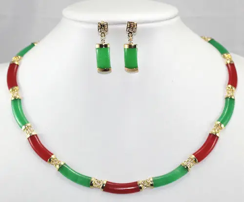 Прекрасно зеленый/красный/яркое ожерелье благословит повезло серьги с природным