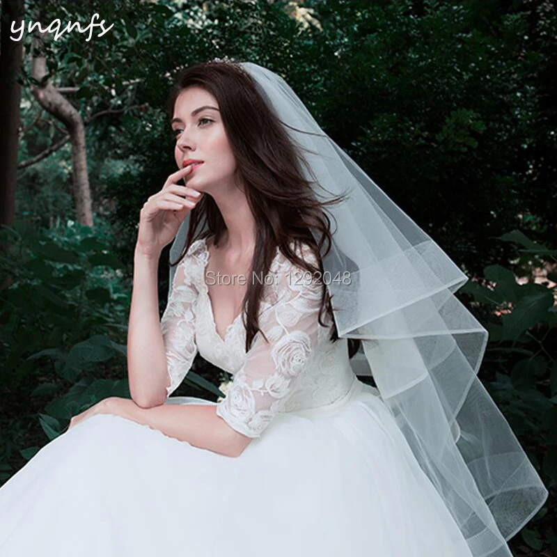Фата свадебная двухслойная, с косточками, YNQNFS V61 2019