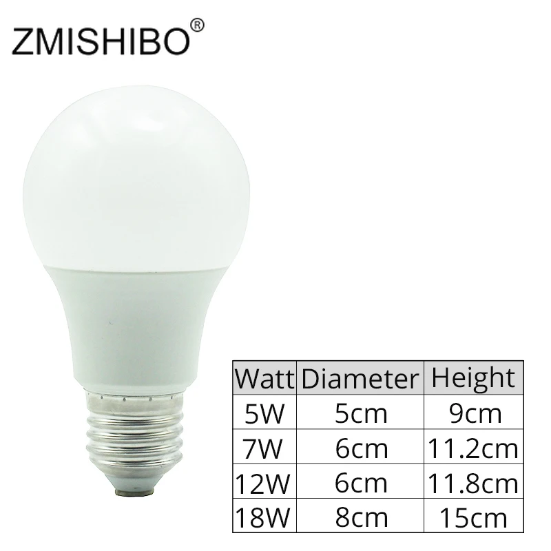 ZMISHIBO PC алюминиевые светодиодные лампы A60 E27 для гостиной супер яркие 12 Вт 220 В