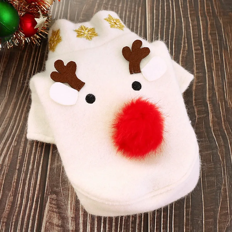 Pet Dog Cat Christmas Clothes Pet Dog White Reindeer Dress Up Cosplay Elk Costume 2 Legged Coat Dog Clothing XS-XL