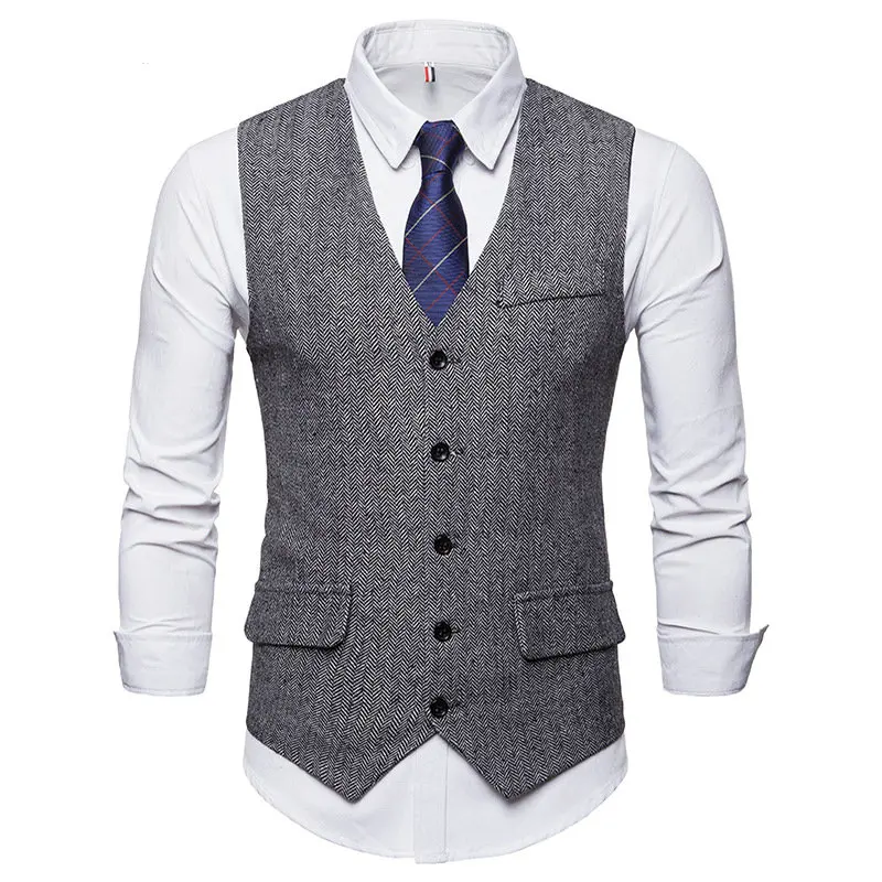 

Men's Wedding Business Formal Dress Vest Suit Slim Fit Casual Tuxedo Waistcoat Fashion Solid Color ME-76