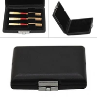 lightweight black leather oboe bassoon reed storage case box with vent holes for 3 reeds
