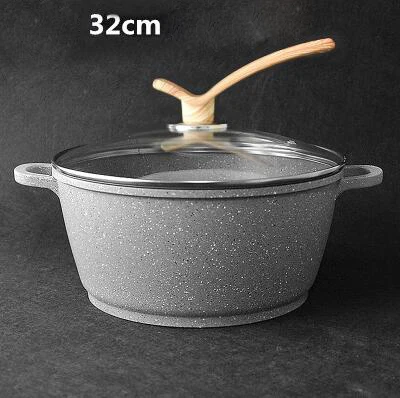 32CM Суповый горшок с антипригарным покрытием, кастрюля, кухонная посуда, кастрюля для соуса, кухонные кастрюли для приготовления пищи, жаровня, кастрюля, faitout - Цвет: 32CM
