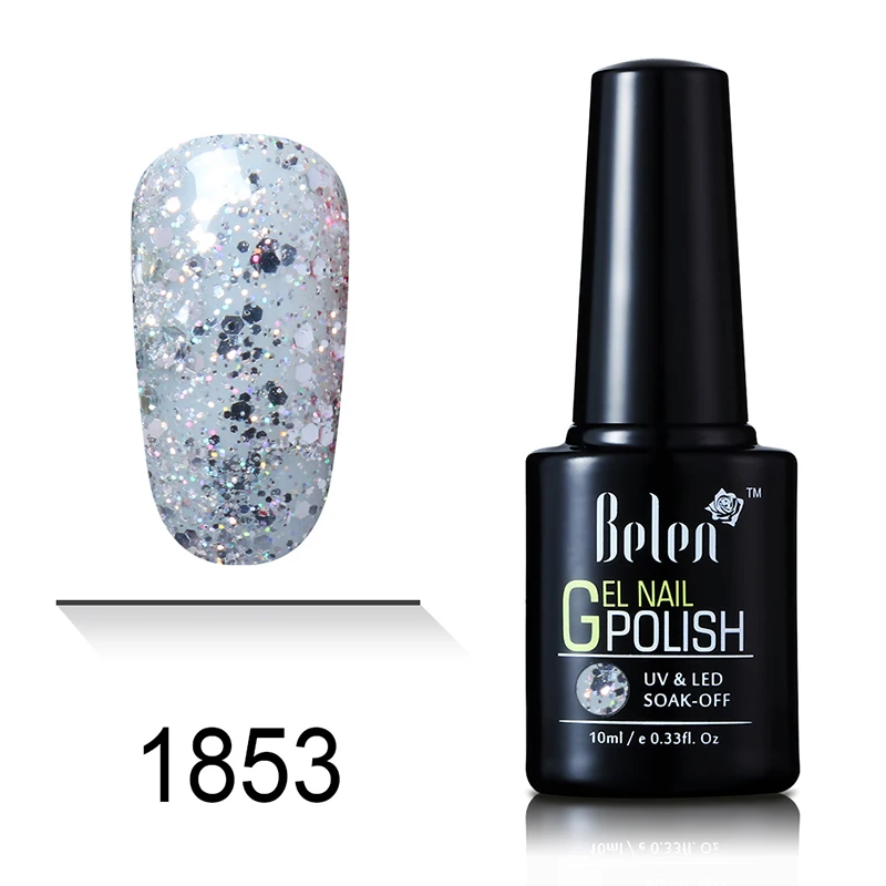 1853 Belen 10 мл чистый цвет черный белый красный УФ-гель для ногтей Vernis полуперманентный Лаки гель лак основа Топ Лак - Цвет: 1853
