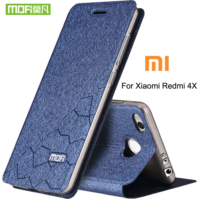 Для Xiaomi Redmi 4 X кожаный чехол MOFI откидная крышка силиконовый 360 Защита Shockpoor для с