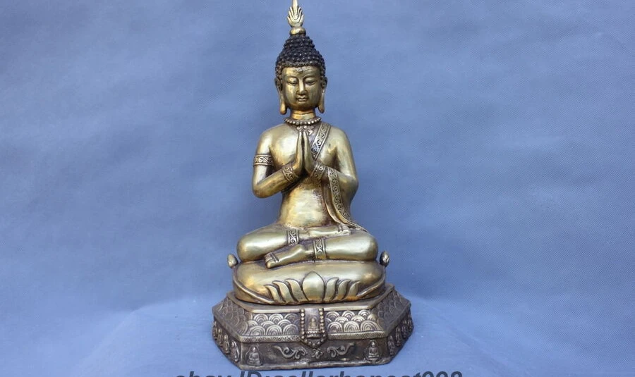 16 тайский Буддизм Храм Ayutthaya Sakyamuni Будда тибетская бронза | Дом и сад