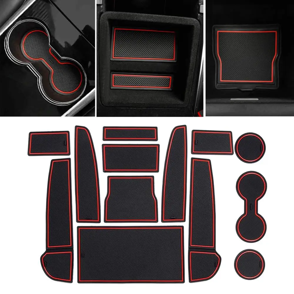 

For Tesla Model 3 Car Interior Accessories Door Storage Mat, Armrest Box Mat,Gate Slot Mat, Coaster Mat Dust-Proof Anti-Slip