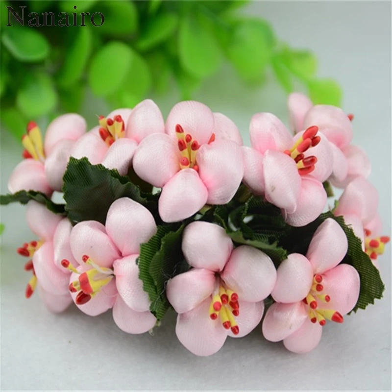 

200pcs/lot Mini Silk Plum Artificial Rose Flowers Bouquet Scrapbooking Peach Blossom Flower For Wedding Decoration Fake Flower