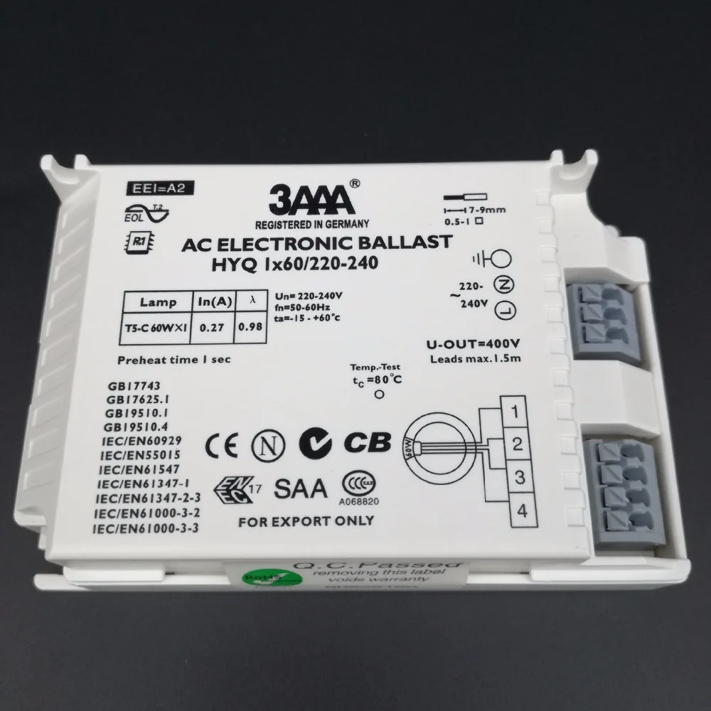 20 шт. 3AAA мгновенный Запуск переменного тока электронный балласт T5 HYQ 1x60 Вт/220 240 для