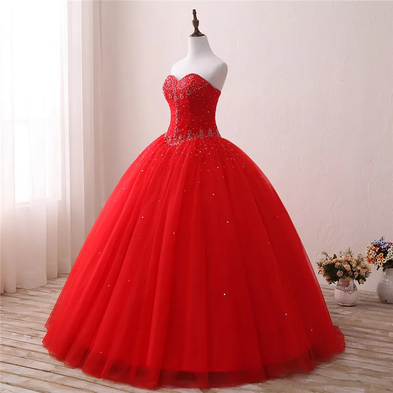 Красное Тюлевое платье для Quinceanera милые платья 16 15 лет блестящие распродажа |