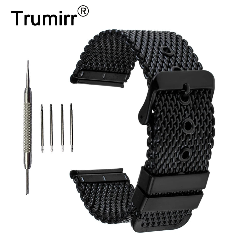 20 мм Milanese Watch Band + инструмент для Pebble Time Round ремешок наручных часов из нержавеющей