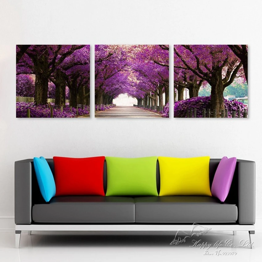 Декор для дома 3 шт. без рамки картина холст принты лотос дерево рыба китайские