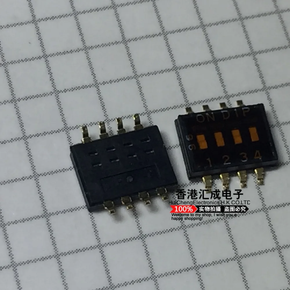 

DHN-04F-V-T-R 2X4P шаг 1,27 мм 6.31x6.7мм патч DIP переключатель SMD8 4-значный DIP переключатель новый оригинальный