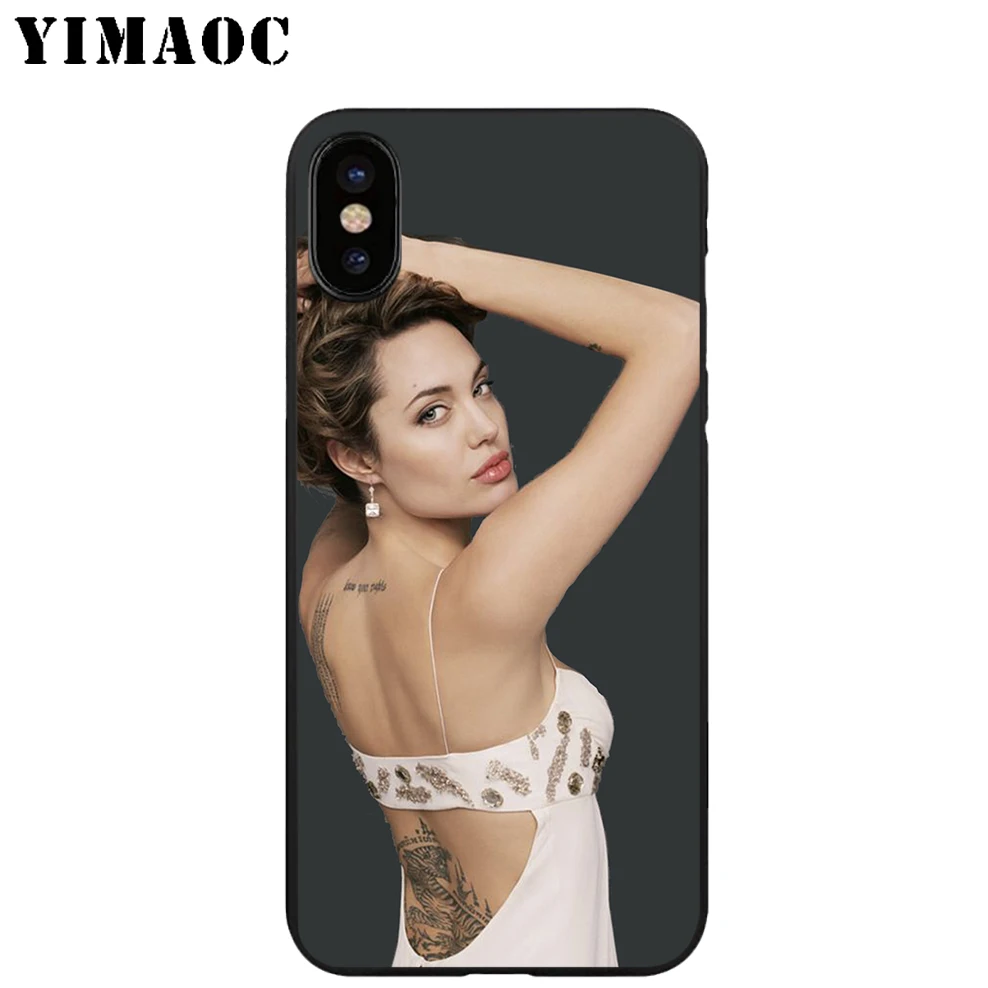 YIMAOC Angelina Jolie роскошный мягкий черный силиконовый чехол из ТПУ для iPhone X или 10 8 7 6 6S