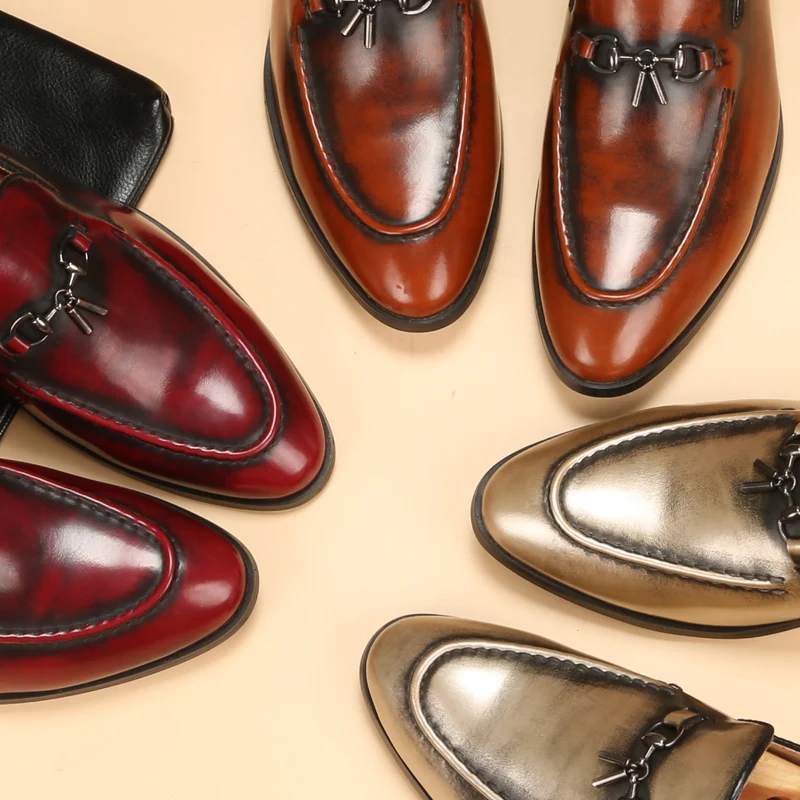 new silver gold spike men loafers shoes luxury brand trendy flat footwear 2020 studded male patent leather oxford for | Обувь