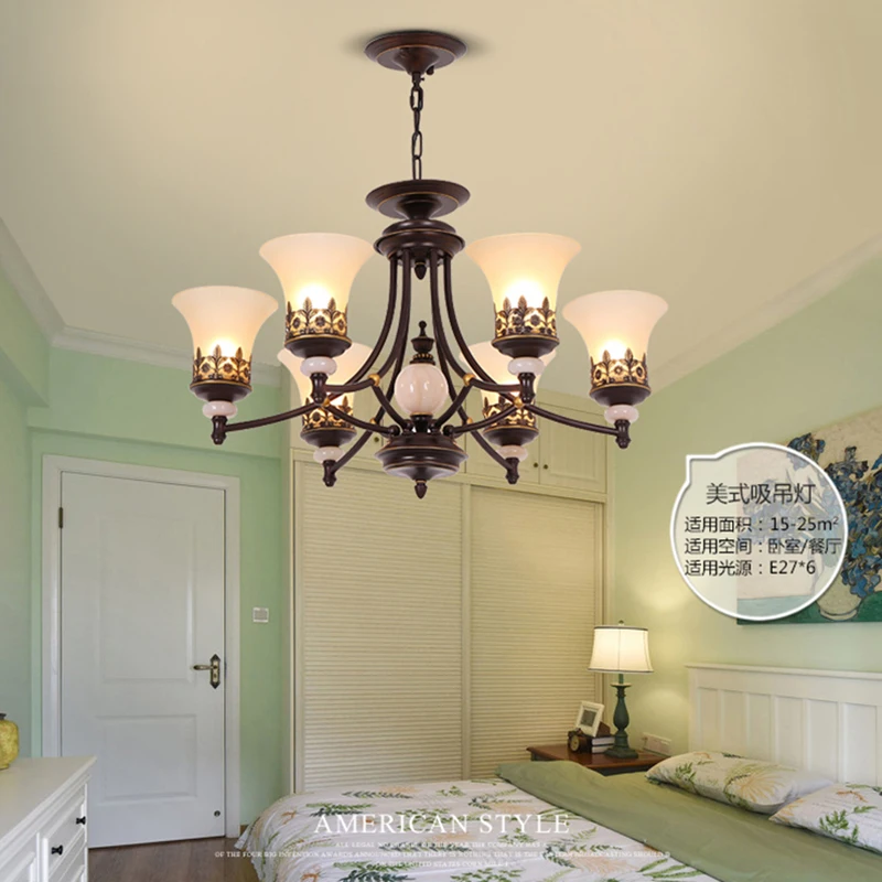 Американский кантри Европейский стиль 5 световая люстра с алебастровое стекло