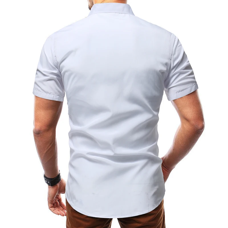 Unpadupe бренд Мужская рубашка сплошной цвет платье рубашка короткий рукав Slim Fit Camisa Masculina повседневные мужские Гавайские рубашки 4XL