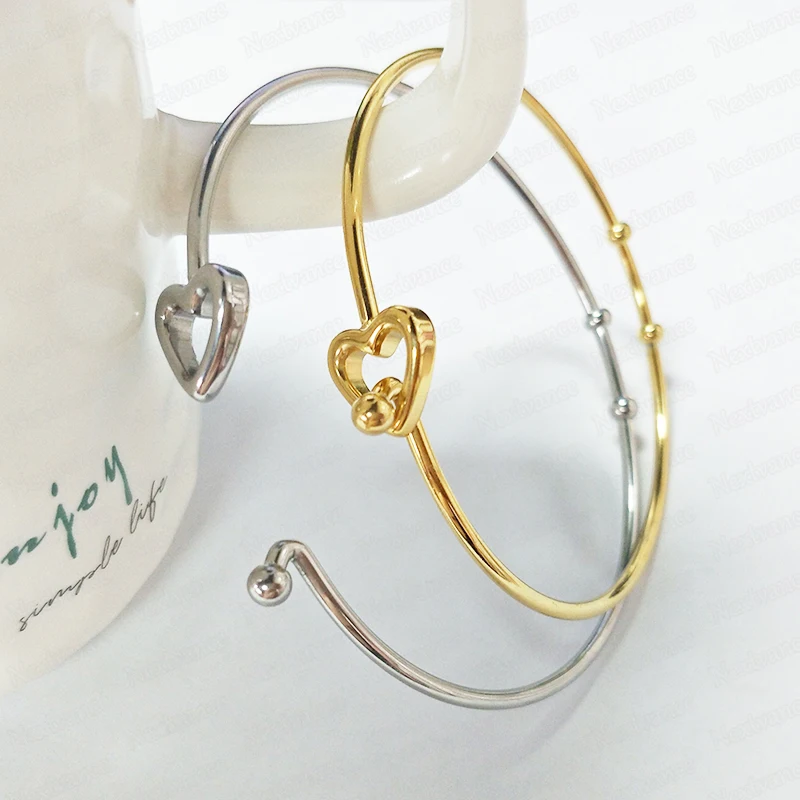 Nextvance Simple Heart Big Circle Bangle Gold/Silver Stainless Steel Bracelets Bangles For Women Gift Party Jewelry