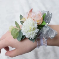 10pcslot artificial flower wedding wrist flowers bridesmaid de marriage crystal corsages wrist flowers