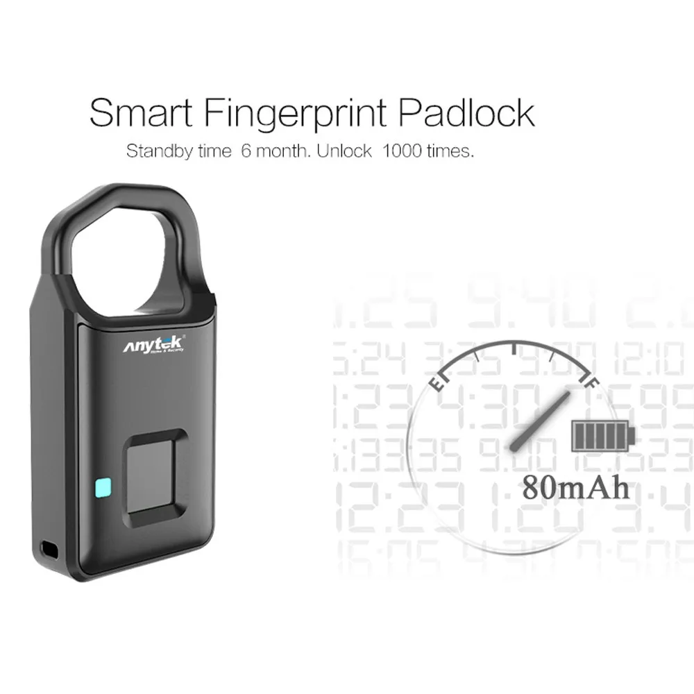 Smart Fingerprint Padlock Biometric USB charge Waterproof Lock with Finger Print Security Touch Keyless Long Standby Time | Безопасность