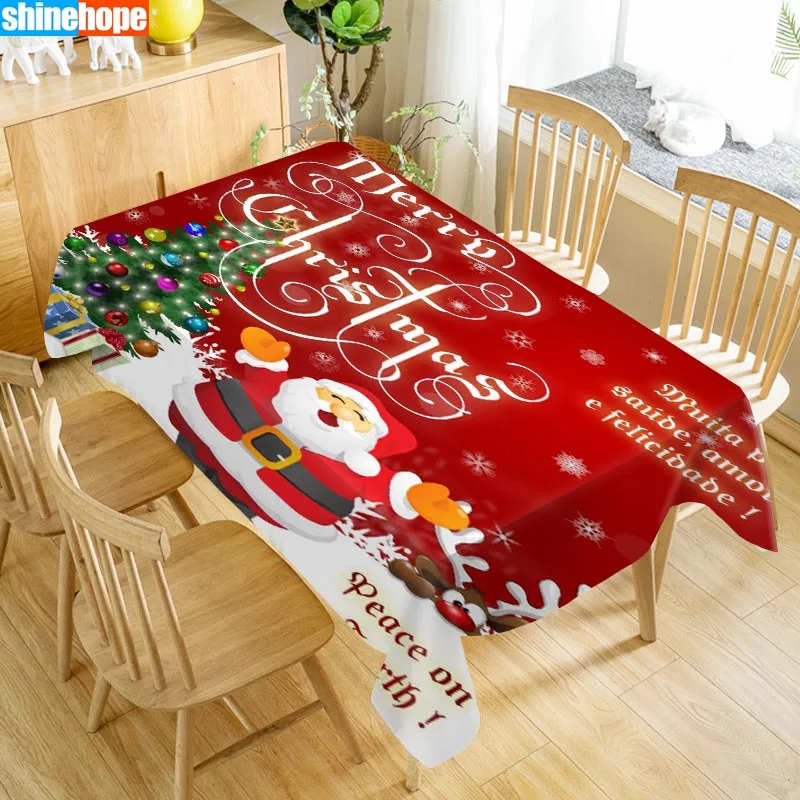 Oxford Cloth Customize Tablecloth Christmas Merry Tree Dust-proof Rectangular Table Cover For Party Home Decor 100X140cm |