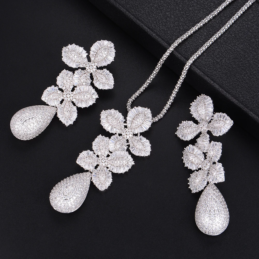 Роскошный женский свадебный комплект из колье и серёг 71 мм | Украшения аксессуары