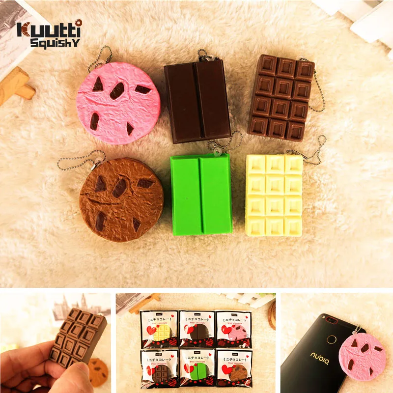 Kuutti мягкий кавайный сгибаемый Choc Печенье Шоколадный Бар печенье крекер металл внутри снятие стресса Жесткий Мягкий шарм ремни